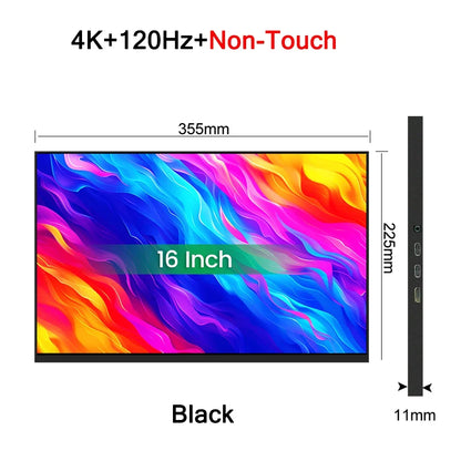 16 Inch 4K 120Hz Touchscreen Portable Monitor 100%DCI-P3 500Nit 16:10 HDR FreeSync Screen Game Display For PC XBox PS4/5 Switch