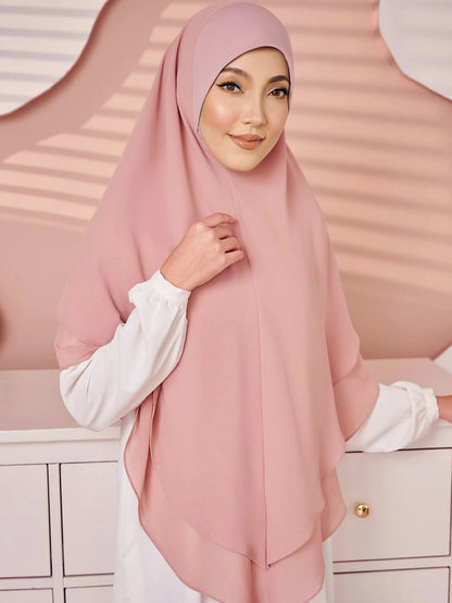 1pc Double Layered Chiffon Ready to Wear Instant Hijabs Solid Headscarf Foulard Femme Musulman Shawl Wrap Bandana