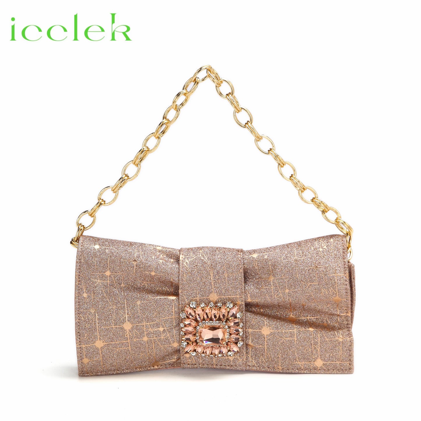 Women High Heels Sandals Shinning Material with Rhinestone Italian Design T.Blue Color Pointed Toe Shoes and Bags Set