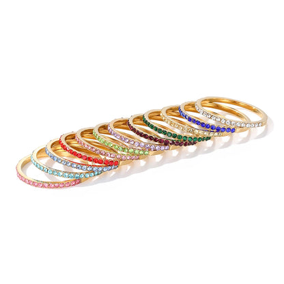 EMANCO Rhinestone Birthstone Stainless Steel Ring Luxury Jewelry Gift 12 Zodiac Sparkling Rings for Women Wholesale US5/6/7/8