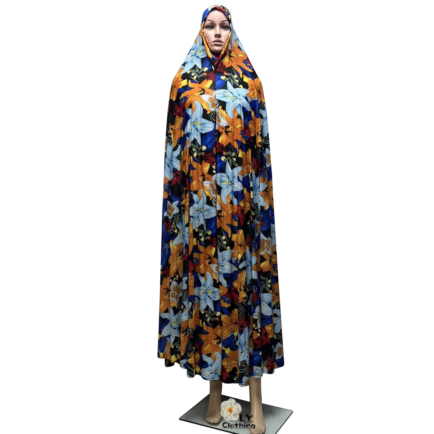 New Sleeveless Pullover Dress Women Prayer Garment Dubai Abaya Arab Jibab Flowers Print Loose Femme Khimar Kaftan Clothes 6XL