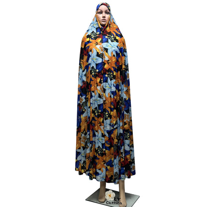 New Sleeveless Pullover Dress Women Prayer Garment Dubai Abaya Arab Jibab Flowers Print Loose Femme Khimar Kaftan Clothes 6XL