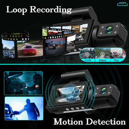 Podofo 3.16-inch 1080P Car Dash Cam With Four High-Definition Lenses, Including 480p Left Interior, Right Interior, And Rear View Cameras Loop Recording Car DVR Video Recorder