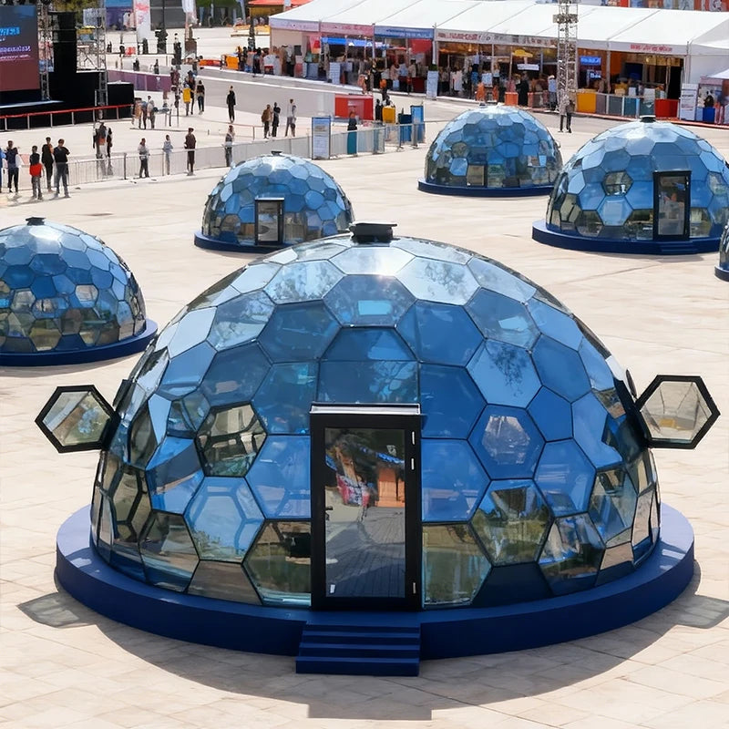 Customized Luxury Glass Dome House Tent Transparent Geodesic Aluminum Frames Four Season Outdoor Hotel Resort Camping
