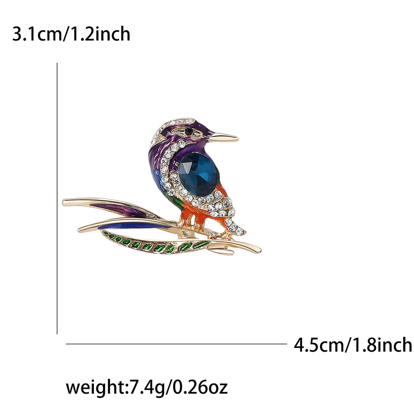 Fashion Magpie Brooch Cute Bird Flower Enamel Rhinestone Corsage Pin Clothing Accessories Jewelry