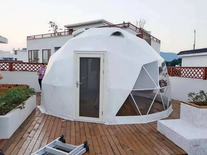 Customize Style Outdoor Glamping Luxury Hotel Tent Multi Color PVC Material Waterproof Geodesic Dome Tent for Family Camping