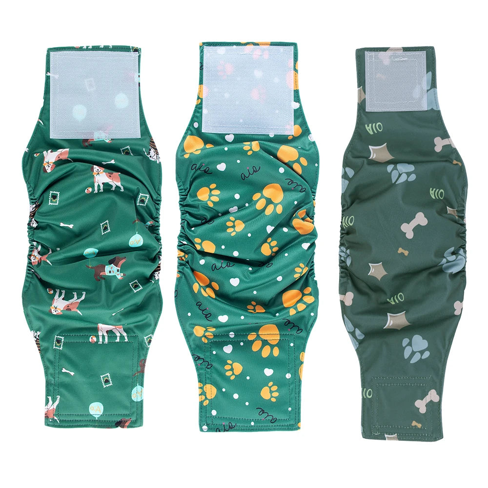 3pcs Reusable Belly Band for Male Dogs Washable Pet Dog Cloth Diapers Leakproof Physiological Pants Short Breathable Puppy Nappy