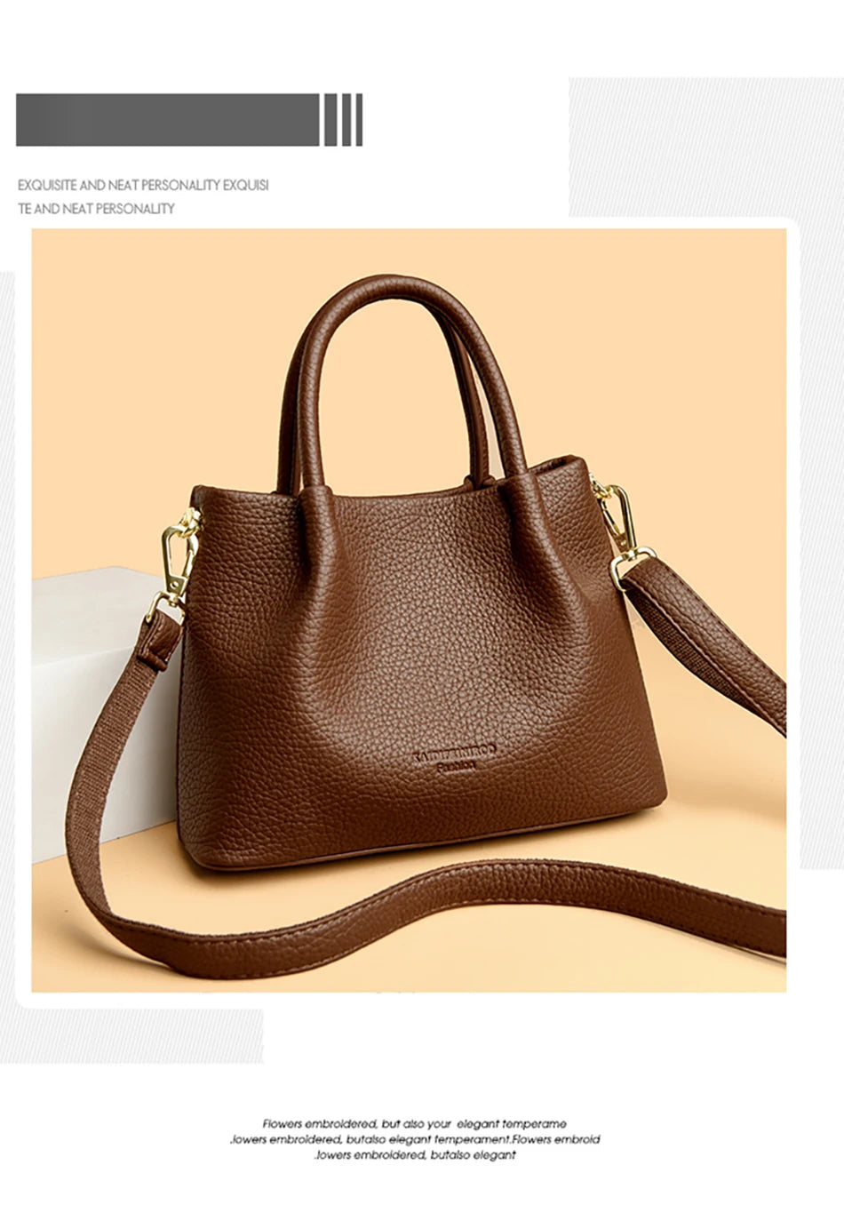 Women Soft Leather Top-Handle Bags Luxury Designer Handbag Solid Color Ladies Shoulder Crossbody Bag And Purse Commuting Sac