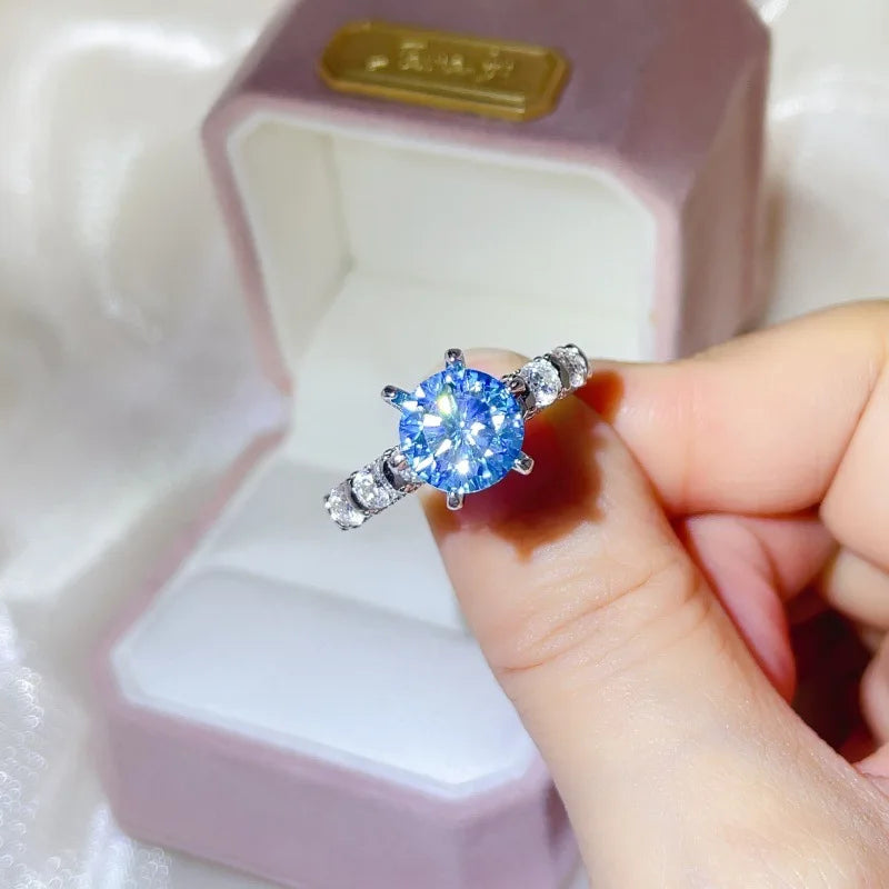luxury 18K white gold and platinum PT950 marquise colored diamond moissanite ring women's colored special-shaped ring