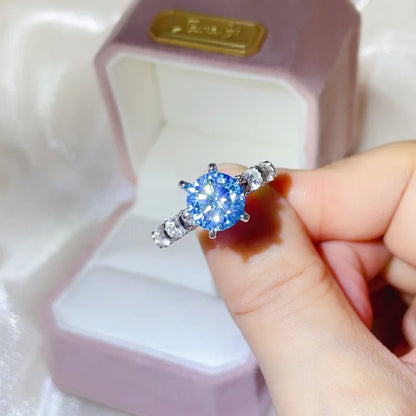 luxury 18K white gold and platinum PT950 marquise colored diamond moissanite ring women's colored special-shaped ring