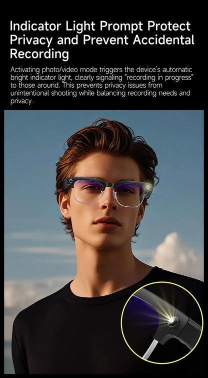 800W Pixel 4K HD Camera Smart Glasses AI Translation Video Recording Photo Music Play Voice Call Sunglasses Men Women Mototcycle