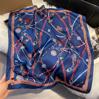 2025 Korean Satin Silk Scarf 70cm Square Women Fashion Shawl Wrap Neckerchief New Elegant