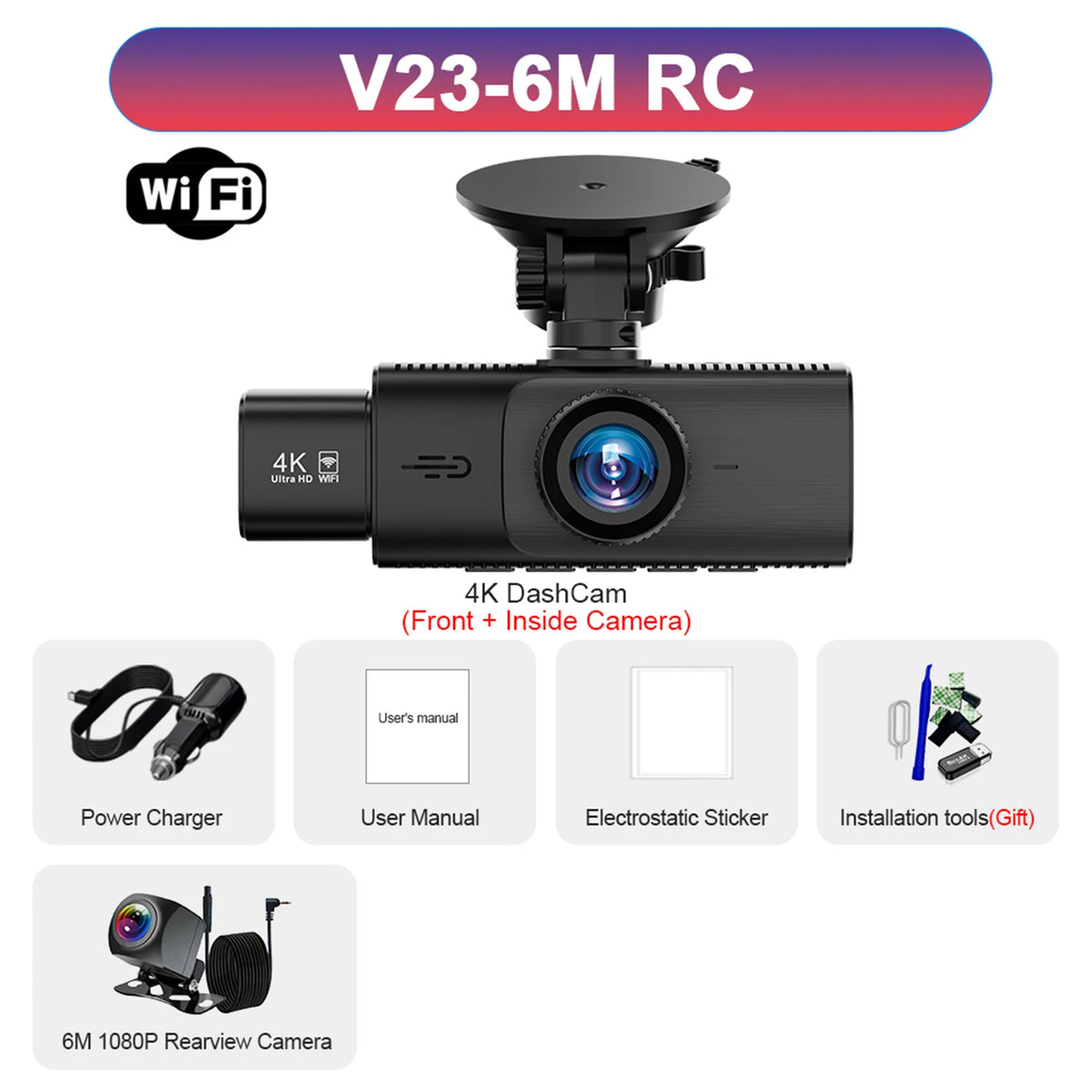 WIFI Dash Cam 3 Camera 4K UHD Car DVR 2/3Lens Camera Video Recorder Black Box GPS Dash Cam Auto Loop Recording Car Accessories