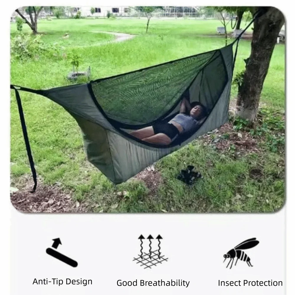 200x80cm Mosquito Net Hammock Sunshade Canopy Rainproof Outdoor Camping Shelter with Mosquito Net Portable Swing Hammock