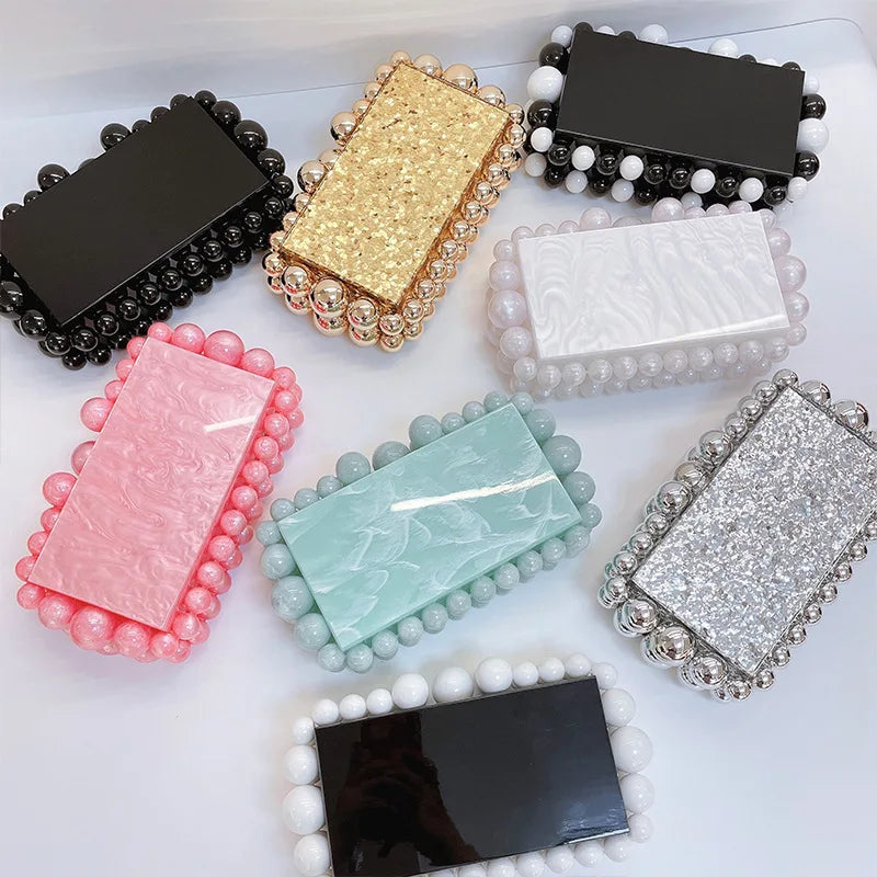 Luxury Design Shoulder Crossbody Bag Fashion New Evening Clutch Bag Ladies Handbag Acrylic Transparent Small Square Bag Female