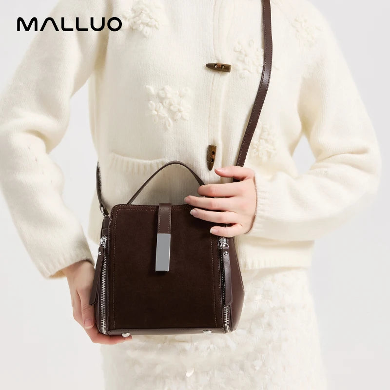 NEW Winter Women's Vintage Natural suede Leather Shoulder Bags Ladies Luxury Designer Cowhide Handbags Female Crossbody Bag