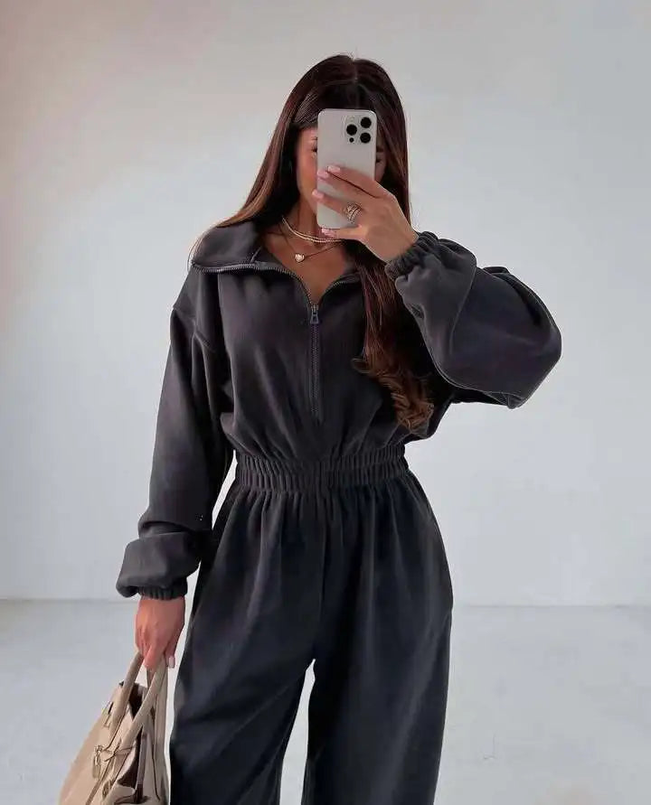 Sports and Leisure Contrast Color Jumpsuit Fashion Trend Street Jumpsuit Women’s Suit New Women Clothing