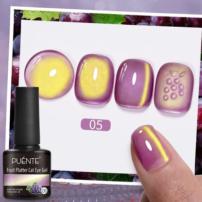 7.5ML Summer Fruit Series Cat Magnetic Gel Nail Polish Green Purple Pink Cat Eye Gel Soak Off UV Nail Art Varnish For Manicure