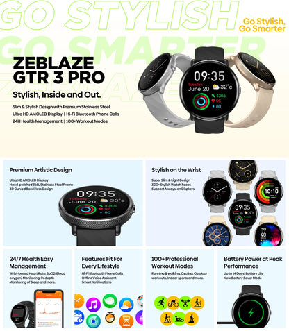 [World Premiere] Zeblaze GTR 3 Pro Fitness & Wellness Smart Watch AMOLED Display 316L Stainless Steel Smartwatch For Women