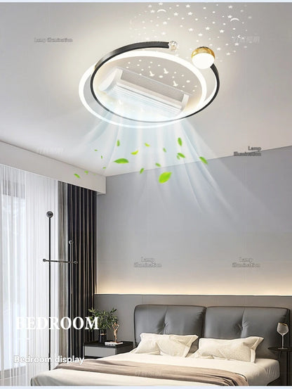 LED Bladeless Fan Light, Living Room Light, Modern Minimalist Smart Remote Control, Master Bedroom Study Ceiling Light 110V/220V