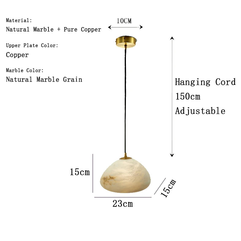 Natural Marble Art Pendant Lights Stone Lustre Copper LED Indoor Room Hanging Lamps For Ceiling Hall Stair Luxury Home Decor