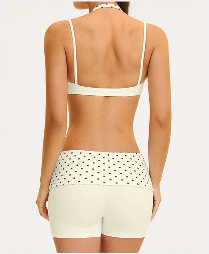 2PCS Stripes Fitness Suit Women's Tracksuits Polka Dot High Waist Workout Capri Pants Sports Set Female Yoga Sports Clothes