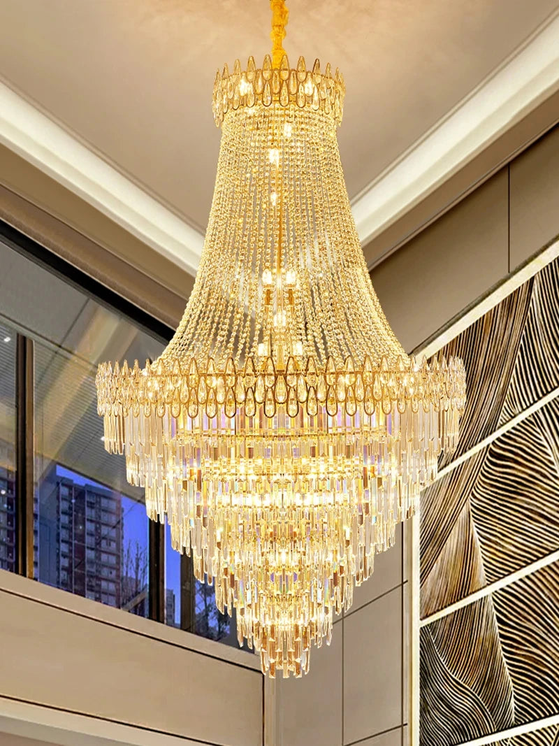 Nordic Modern Crystal Chandelier Wedding Hall Villa Hotel Hall Living Room Home Decoration Ceiling Light Luxurious Pendent Lamp