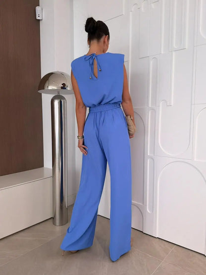 Jumpsuits women 2026 rompers summer metal waist-cinching loose wide-leg belt included jumpsuits women's clothing