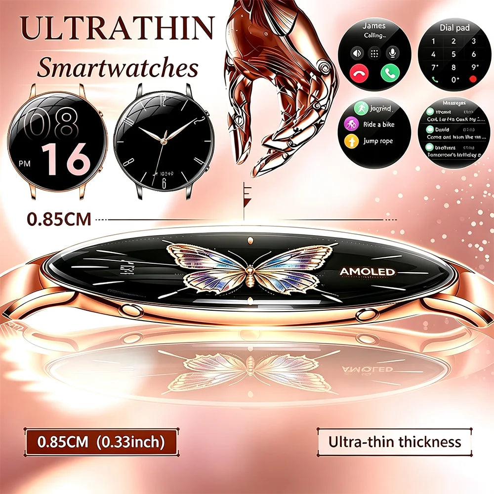 2026 durable women's new smartwatch with 1.32-inch AMOLED screen, language assistant, sports and health functions, women's watch