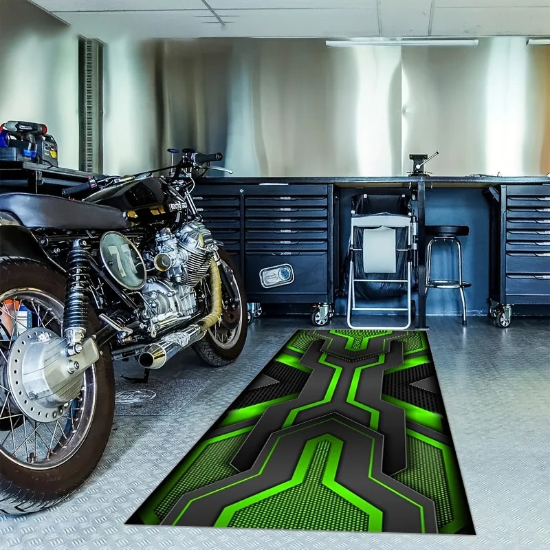 VIKAMA Simple Motorcycle Mat Non-Slip Easy Clean Garage Carpet Motorcycle Display Mat for Male Bedroom Dorm Home Decor