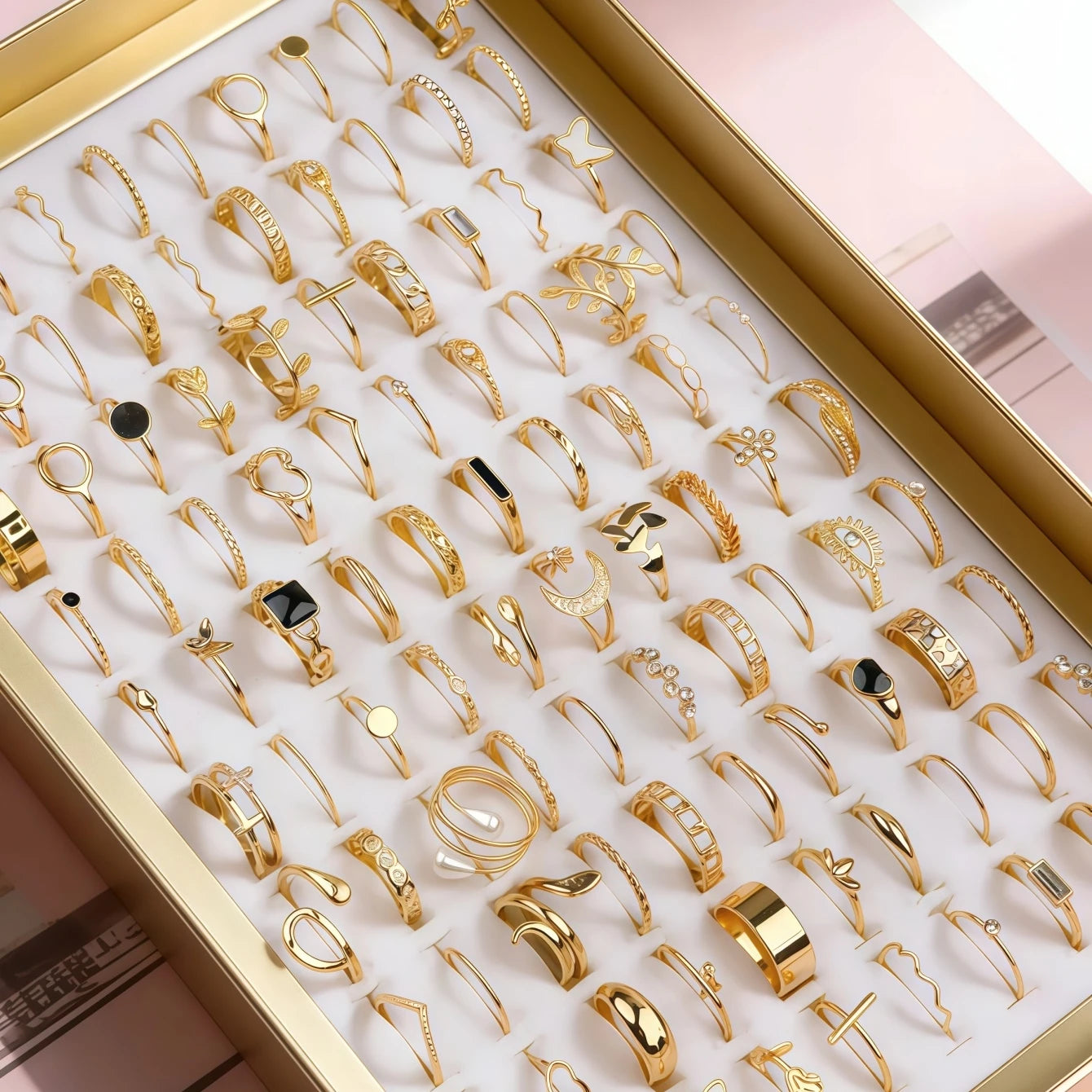 12/24/36/48/100Pieces Fashion Hollow Rings Set For Women Mix Style Trendy Butterfly Flowers Snake Daily Jewelry Party Gifts