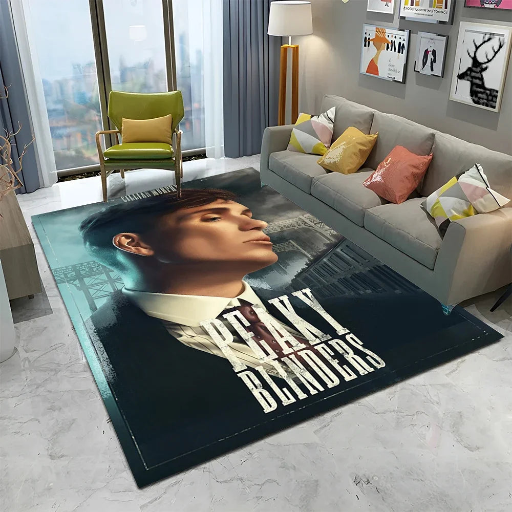 HD Tommy Shelby 3D P-Peaky Blinders Carpet Rug for Home Living Room Bedroom Sofa Doormat Decor,kids Area Rug Non-slip Floor Mat