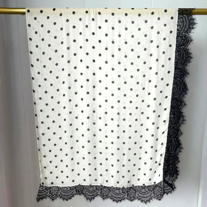 New Lace Modal Hijab Double Sided Polka Dot Print Hijabs for Women Muslim Fashion Turban Head Scarf Headwraps for Women Ramadan