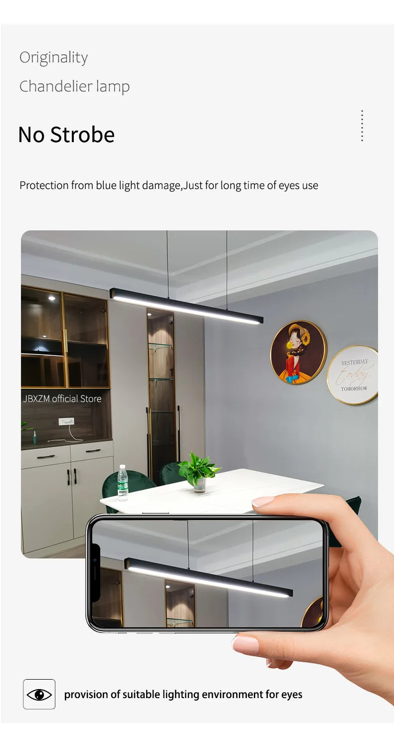 Dining Room Chandelier Dining Table Lighting Kitchen Bar Light LED Linear Lamp Restaurant Pendant Lights Modern Brief Droplight