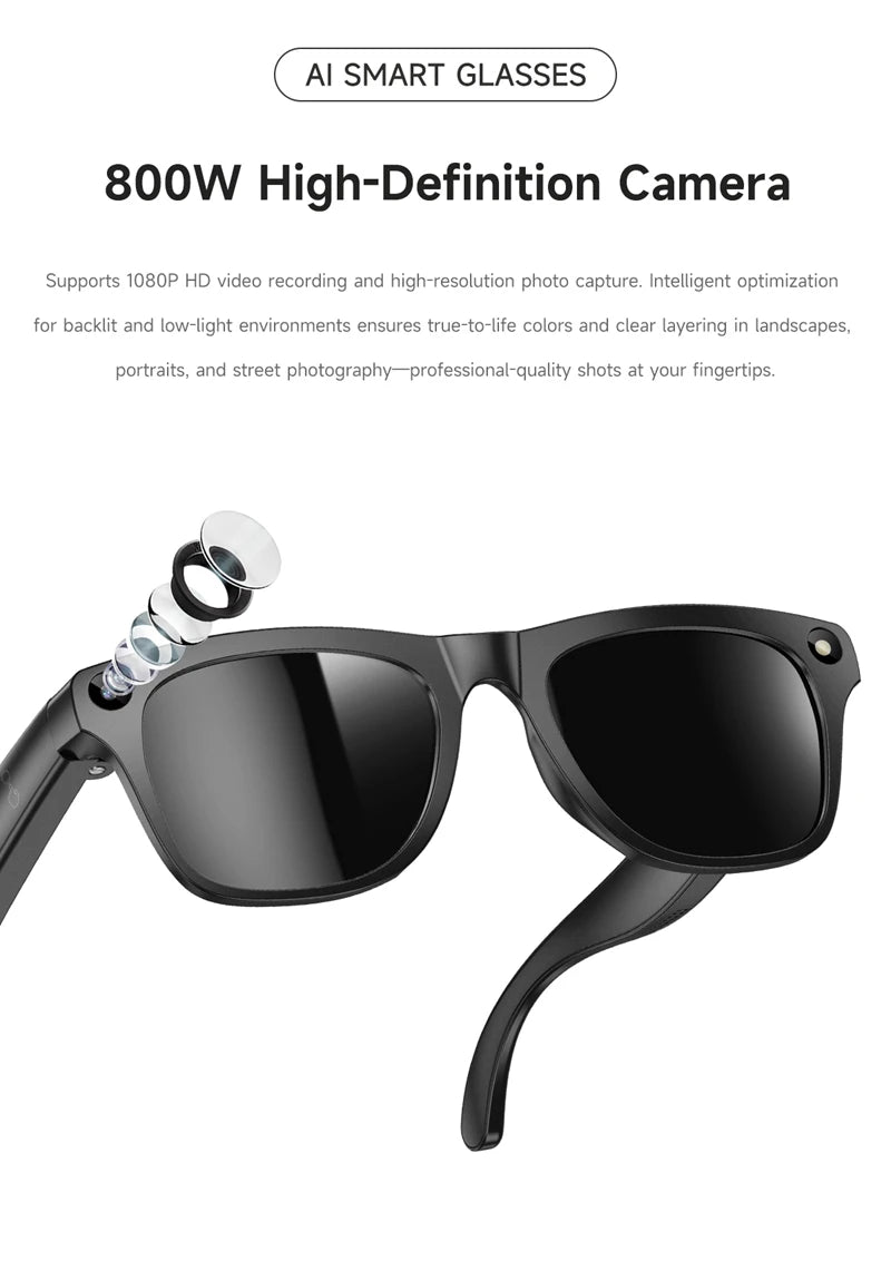2026 4K HD Color Changing AI Smart Glasses Chat GPT 100MP Camera Bluetooth Call Voice Assistant Control Smart Glasses 2026 New