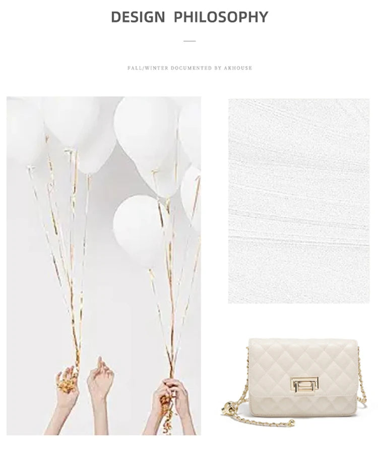 FOXER 2026 Women White Quilted Crossbody Bag Luxury Leather Chain Shoulder Bag Fashion Lady Flap Square Purse for Casual & Party