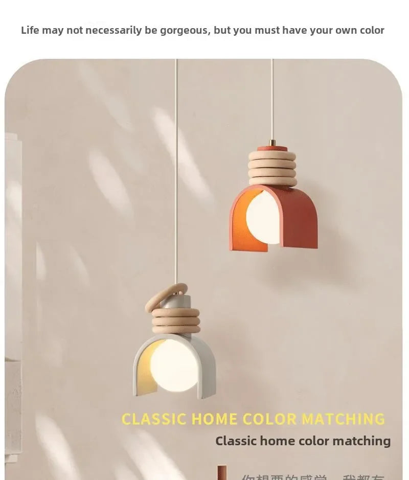 Japanese Wabi-sabi Bedroom Bedside Lighting Retro Macaron Chandelier Lights American Bar Pendant Lights Luminaria LED
