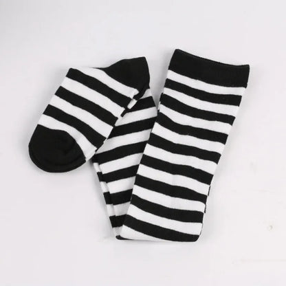 Thigh High Stockings Womens Striped Ladies Girls Black White Pink Long Over Above Knee Socks Femboy Cosplay Lolita Harajuku Y2k
