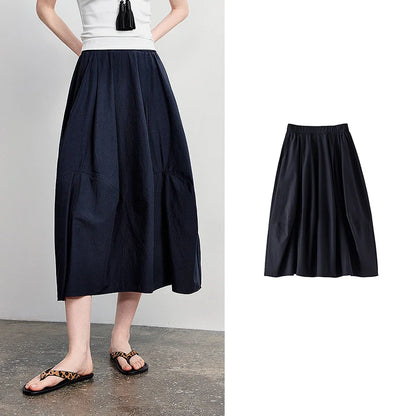 TOYOUTH Women's A-Line Bud Skirt 2026 Summer New Split Detail Retro Puff Midi Skirt, Lightweight Outdoor Wear