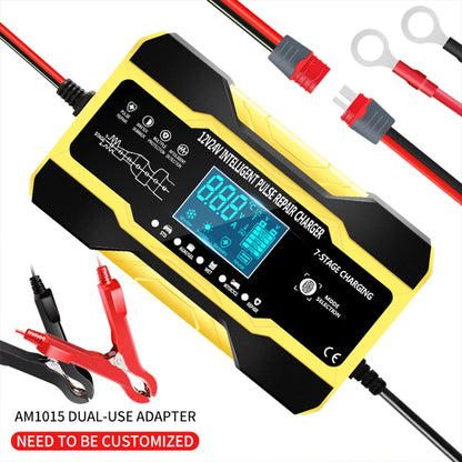 12V 24V Car Battery Charger 10A Smart 7-Stage Pulse Repair Fast Charger, AGM GEL WET Lead Acid Battery Maintainer