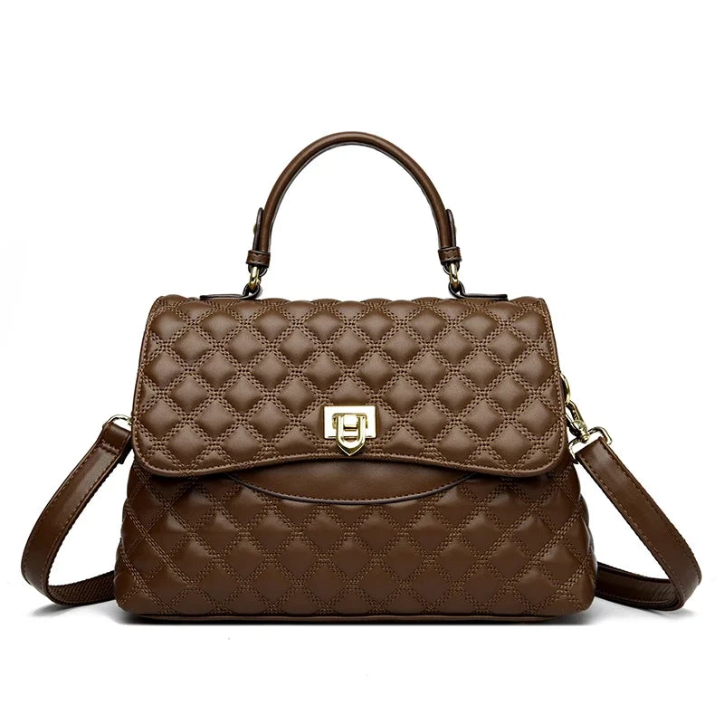 Luxury Large Capacity Multilayer Shoulder Messenger Bag High Quality Leather Handbag Women Designer Crossbody Sac Female Tote