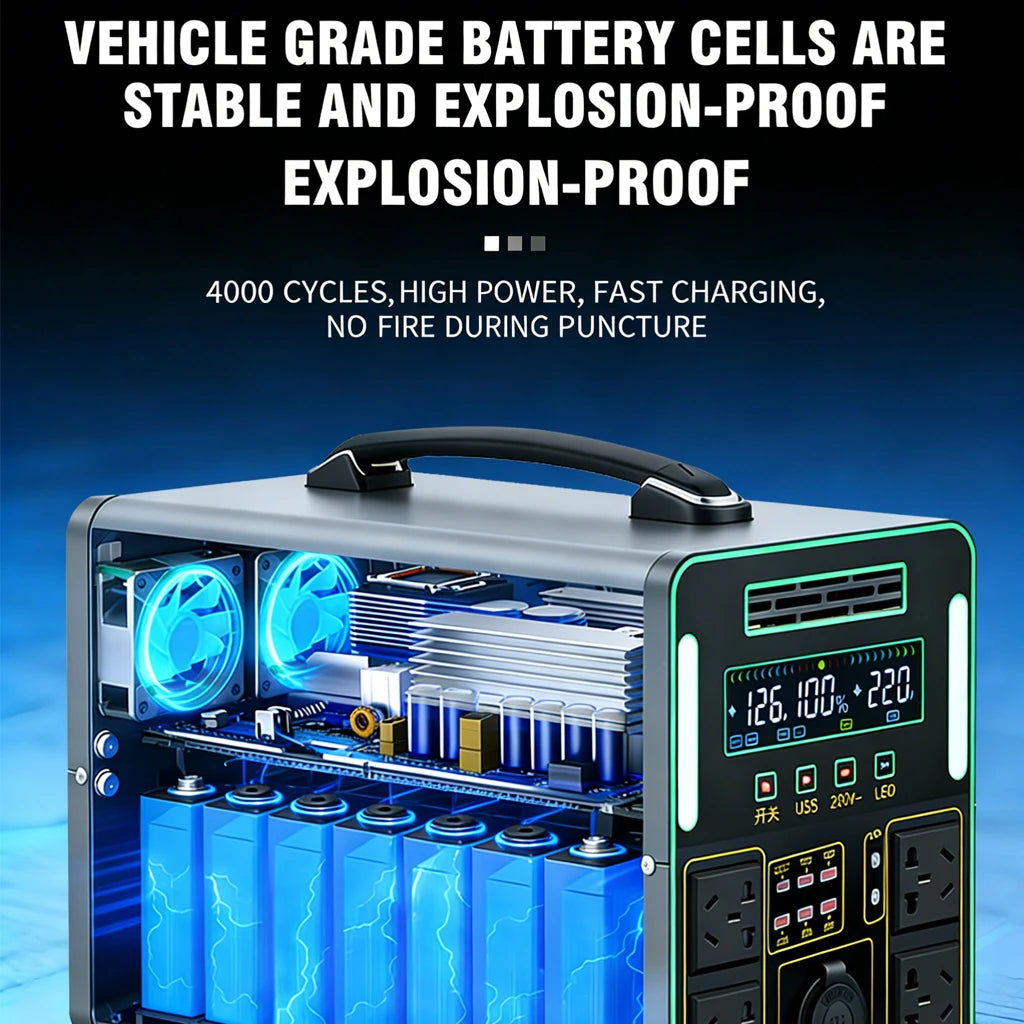 6000W Portable Power Station For Outdoor Camping And Home 5500WH Lifepo4 Battery Solar Generator Emergency Supply