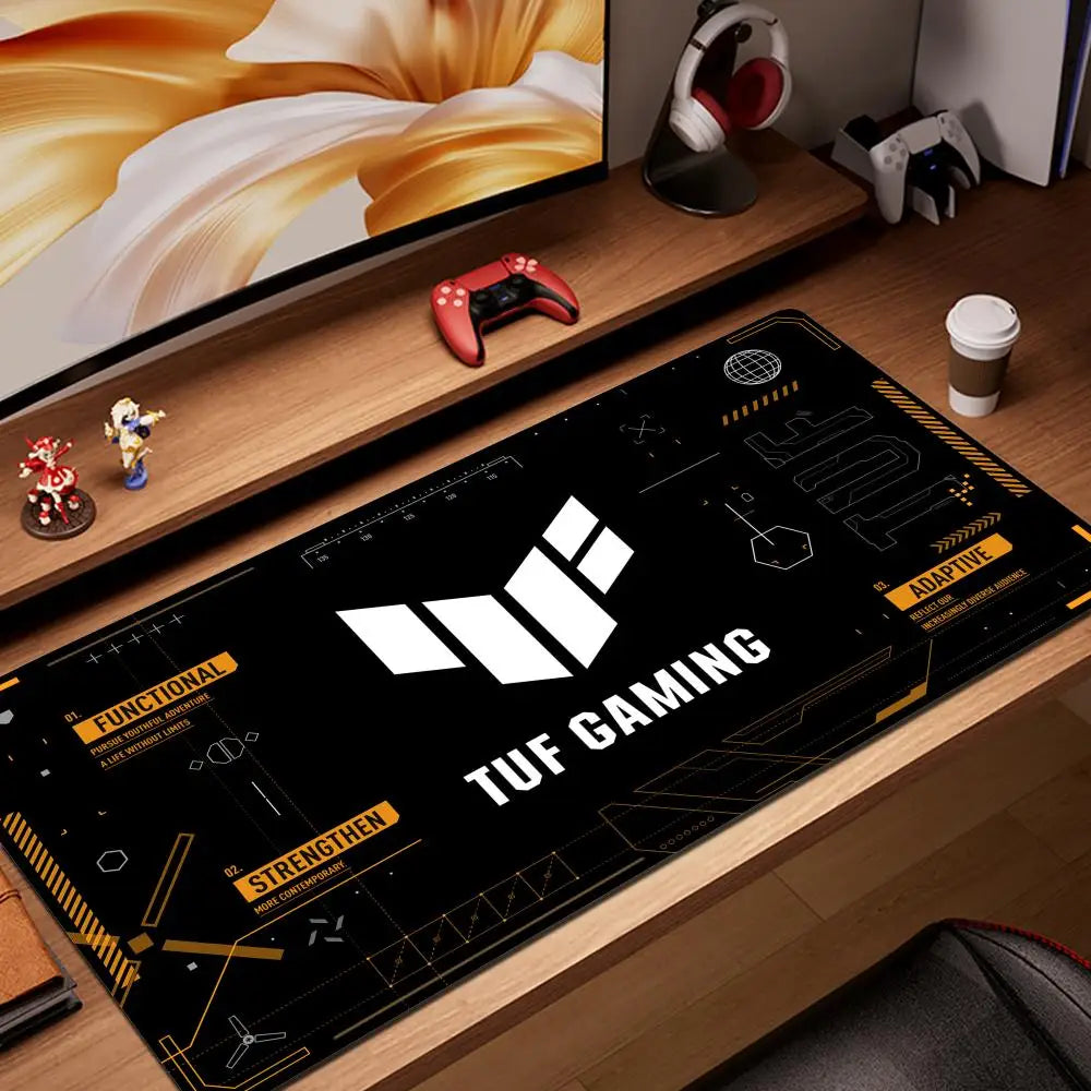 HYBXAXC Black TUF Gaming Mouse Pad XXL Gaming Accessories Office Gamer Keyboard DeskMat Non-Slip Laptop Notebook Rubber Mousepad