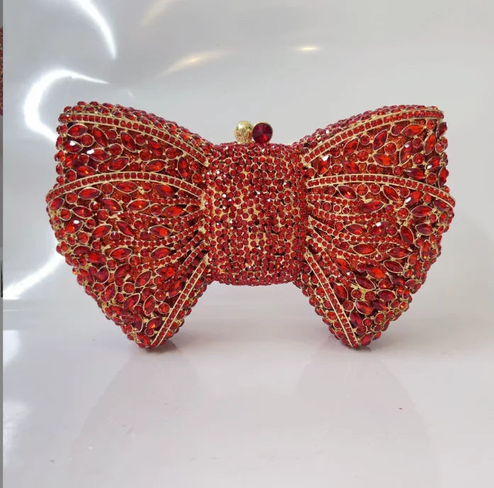 Newest Rhinestone Green/Black Clutch Purse Bow Luxury Diamond Women Red Evening Clutches Bags Wedding Bridal Bag Stones Handbags