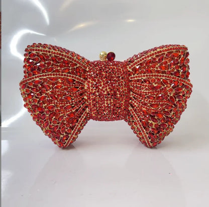 Newest Rhinestone Green/Black Clutch Purse Bow Luxury Diamond Women Red Evening Clutches Bags Wedding Bridal Bag Stones Handbags
