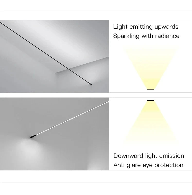 LED black and white skyline steel strip luminous linear no main light decoration, modern creative exhibition hall wall light