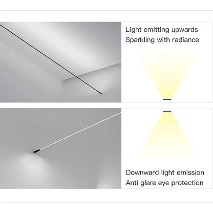 LED black and white skyline steel strip luminous linear no main light decoration, modern creative exhibition hall wall light