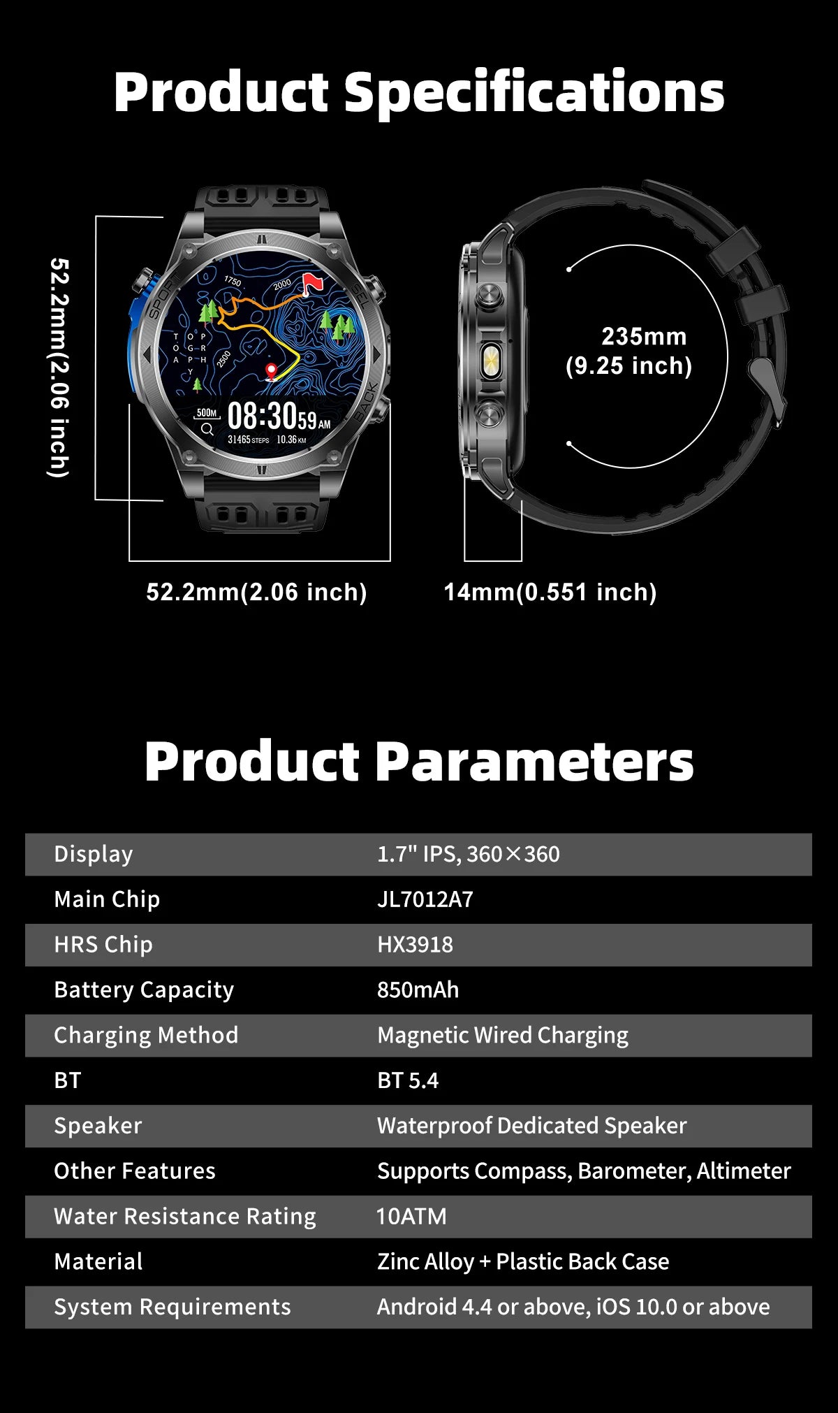 2026 New Military T-RX4 Ultra GPS Smart Watch Men 10ATM Waterproof Compass Flashlight Bluetooth Call Sports tracker Smartwatch