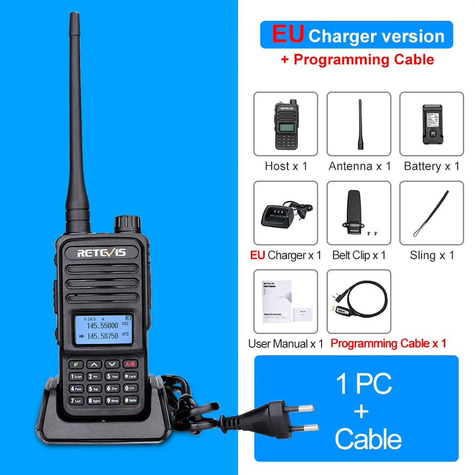 Retevis RT85 Walkie Talkie Long Range Ham Two-way Radio Station Walkie-talkies VHF UHF Dual Band Amateur Portable Radio Hiking