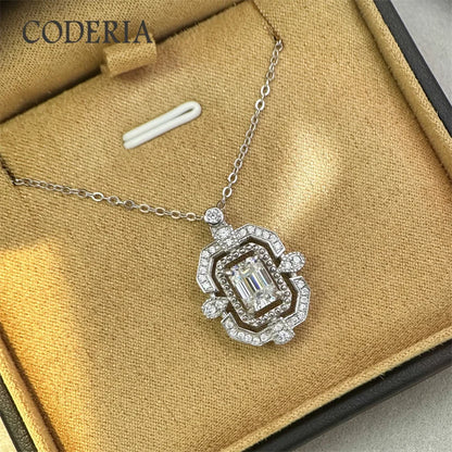 100% 925 Sterling Silver Moissanite Necklace Pass Diamond Test D Color 1CT Emerald Cut Women Pendant Best Selling Jewelry